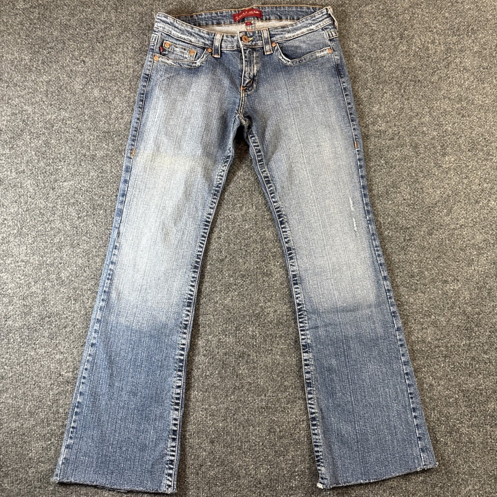 Just USA Women's Medium Wash Wide Bottom Jeans Denim 5-Pocket Zip Button Size 11
